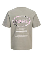 Jack Jones Youths Lido Back Print Boys Shadow Grey Tee Shadow flat front view