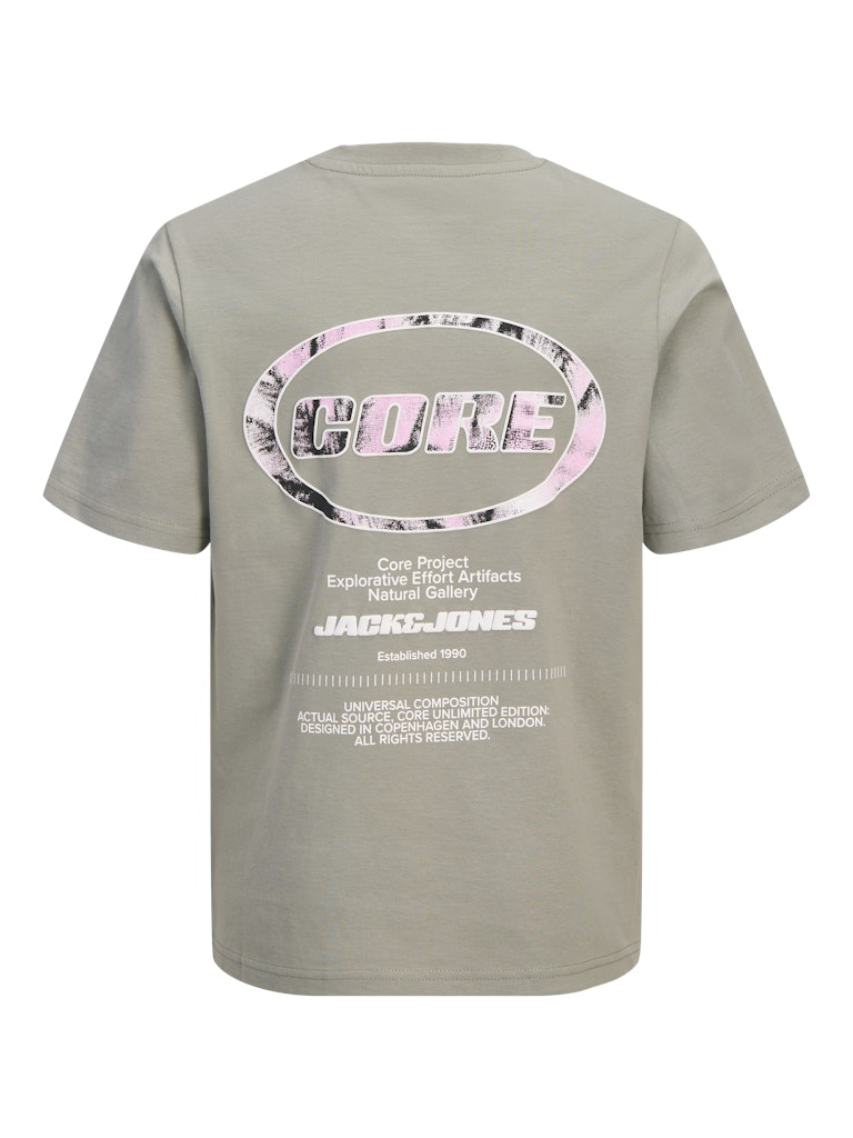 Jack Jones Youths Lido Back Print Boys Shadow Grey Tee Shadow flat front view