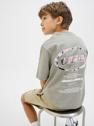 Jack Jones Youths Lido Back Print Boys Shadow Grey Tee Shadow back view