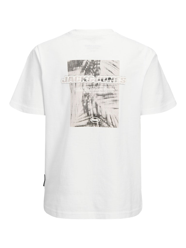 Jack Jones Youths Lido Back Print Boys White Tee Bright White side view