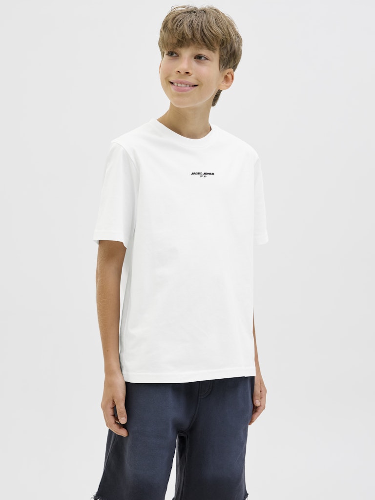 Jack Jones Youths Lido Back Print Boys White Tee Bright White front view