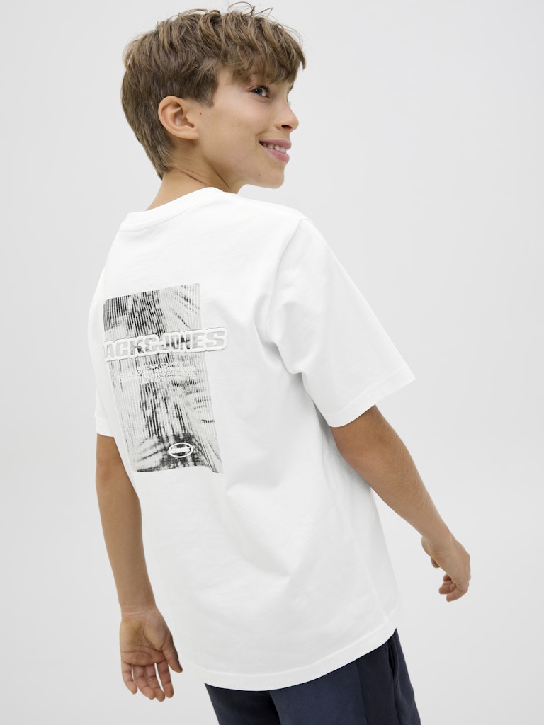 Jack Jones Youths Lido Back Print Boys White Tee Bright White back view
