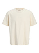 JACK JONES ORIGINALS Acapulco Minimal Branding Tee Short Sleeve-Antique White Antique White front view