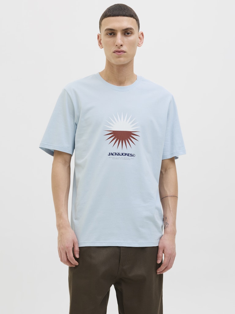 JACK JONES ORIGINALS Tavira Branding Tee Short Sleeve Crew Neck-Skyway Skyway front view