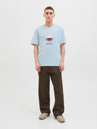 JACK JONES ORIGINALS Tavira Branding Tee Short Sleeve Crew Neck-Skyway Skyway model front view