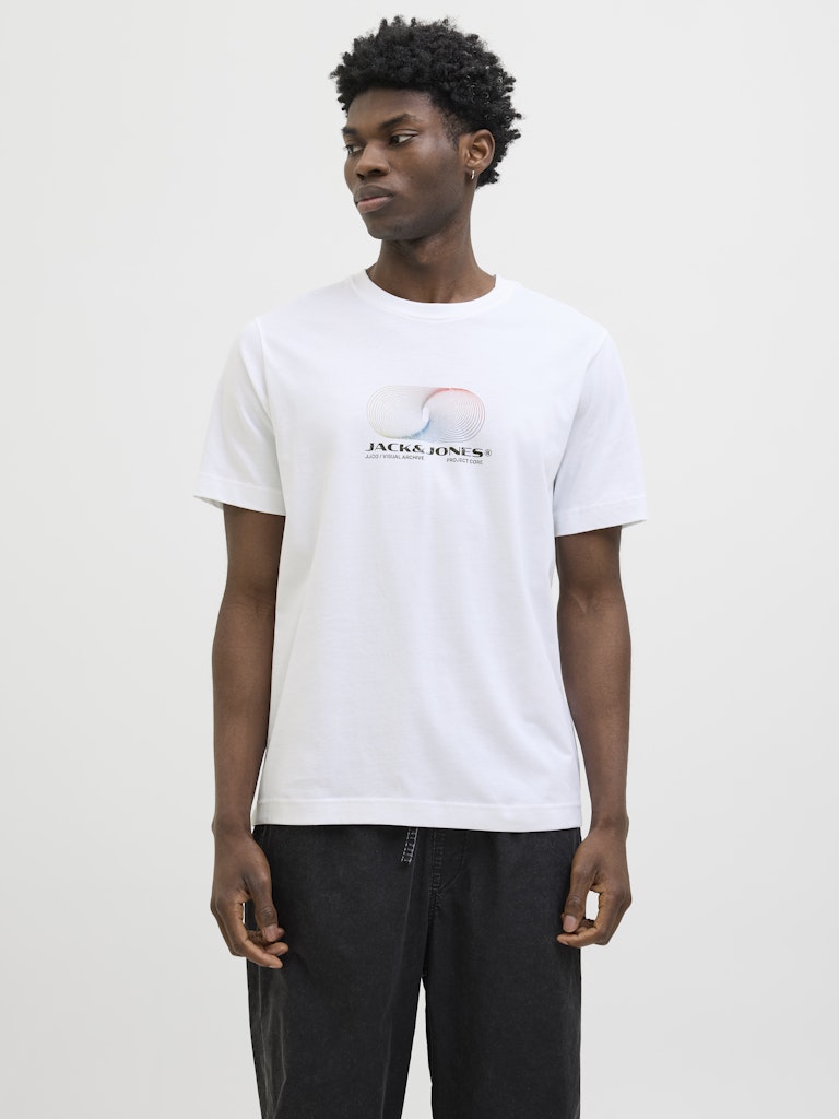 JACK JONES CORE Calma Tee Short Sleeve Crew Neck-Bright White Bright White front view