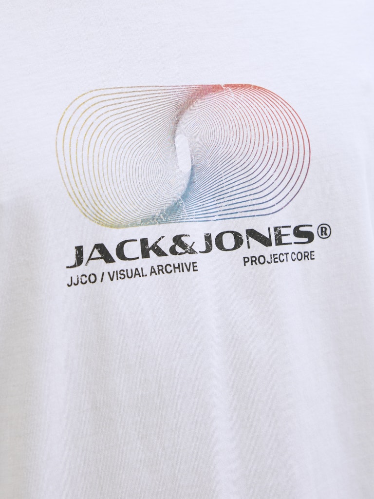 JACK JONES CORE Calma Tee Short Sleeve Crew Neck-Bright White Bright White detail view