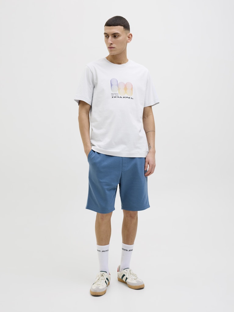 JACK JONES CORE Calma Tee Short Sleeve Crew Neck-Gray Dawn Gray Dawn model front view