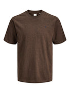 JACK JONES PREMIUM Logan Crew Neck Tee-Chocolate Brown Chocolate Brown front view