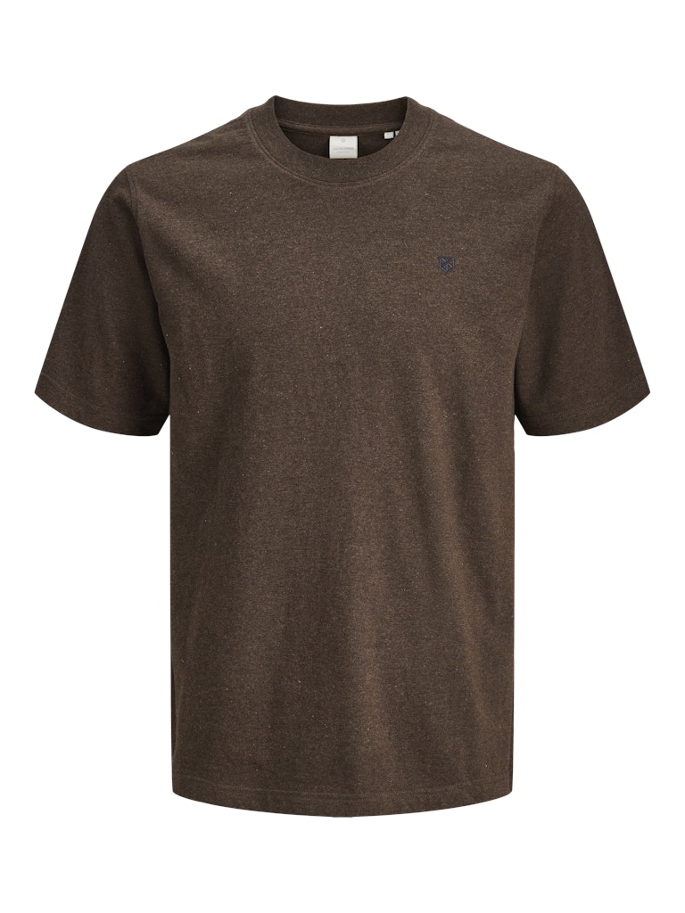 JACK JONES PREMIUM Logan Crew Neck Tee-Chocolate Brown Chocolate Brown front view