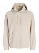 JACK&JONES Waffle Daytona Hoodie-Moonbeam Moonbeam front view