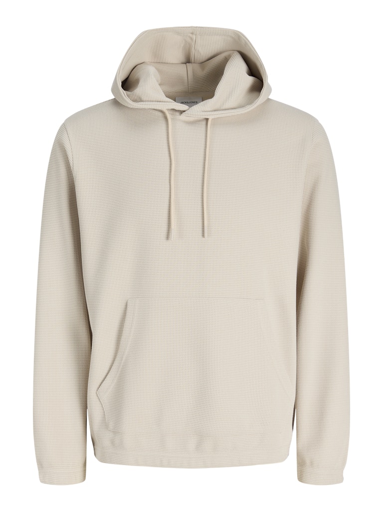 JACK&JONES Waffle Daytona Hoodie-Moonbeam Moonbeam front view