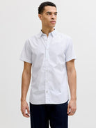 JACK&JONES Matheo Short Sleeve Shirt-Bright White Bright White front view
