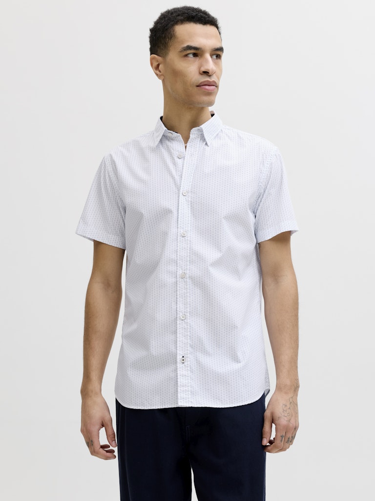 JACK&JONES Matheo Short Sleeve Shirt-Bright White Bright White front view