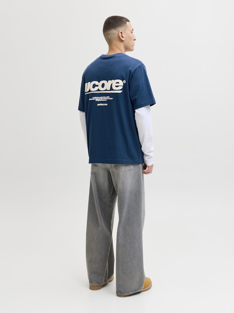 JACK JONES CORE Club Back Print T-Shirt-Poseidon Poseidon back view