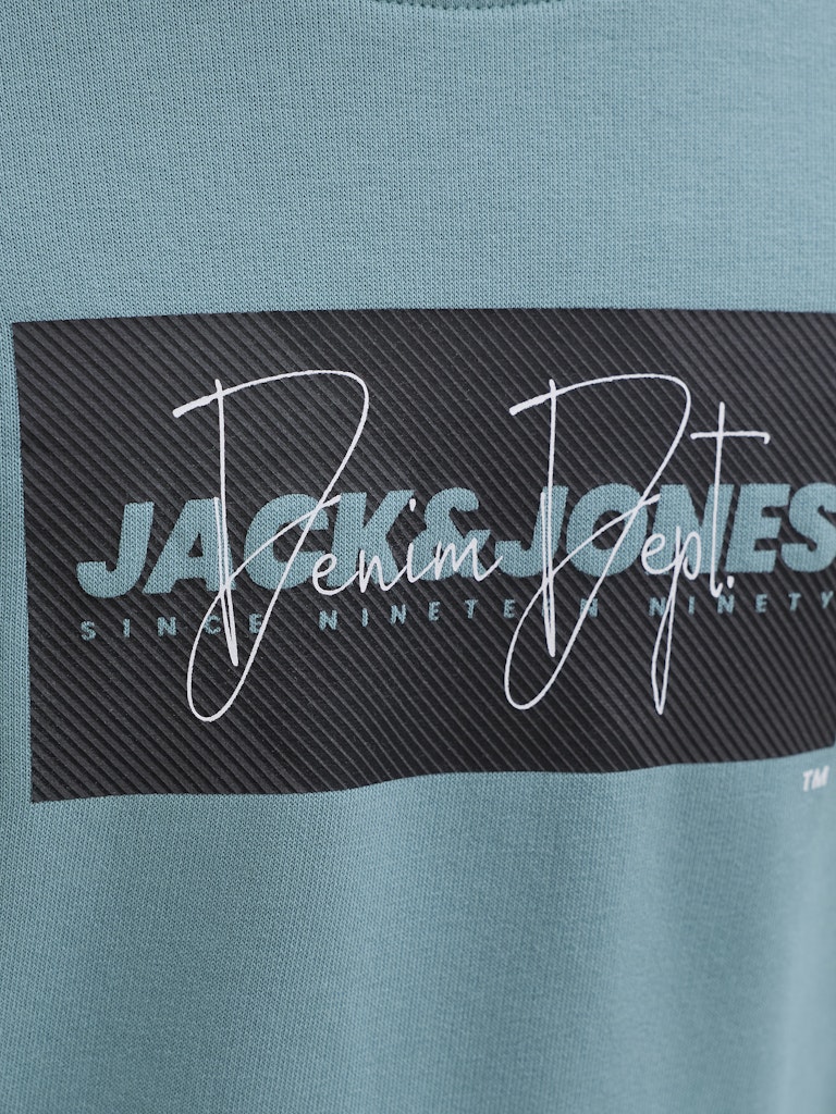 Jack Jones Youths Cole Print Sweatshirt Junior-Mineral Blue Mineral Blue side view
