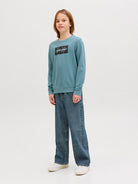 Jack Jones Youths Cole Print Sweatshirt Junior-Mineral Blue Mineral Blue detail view