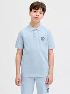 Jack Jones Youths Alliance Junior Boy Polo Shirt-Celestial Blue Celestial Blue model front view