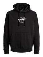 Men's Club Front Print Sweat Hood-Black-Ghost Front View