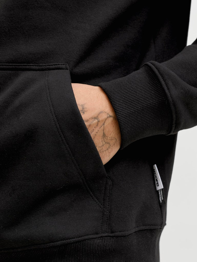 Men's Club Front Print Sweat Hood-Black-Pocket View