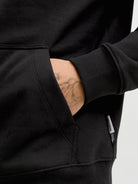 Men's Club Front Print Sweat Hood-Black-Pocket View