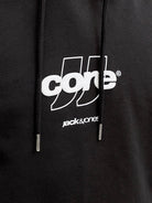 Men's Club Front Print Sweat Hood-Black-Logo View