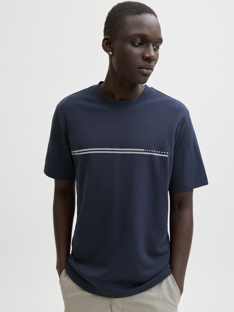 JACK JONES CORE Fusion Chest Brand Tee-Outer Space Outer Space front view