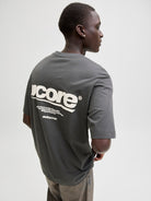 JACK JONES CORE Club Back Print T-Shirt-Asphalt ASPHALT model front view