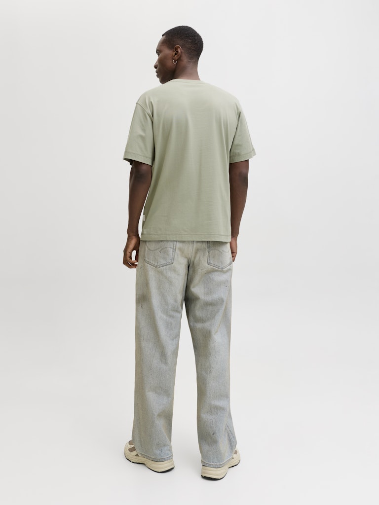 Men's Norrebro Emb Tee Short Sleeve Crew Neck-Seagrass-Model Back View