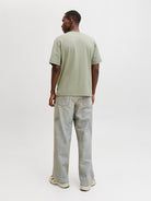 Men's Norrebro Emb Tee Short Sleeve Crew Neck-Seagrass-Model Back View
