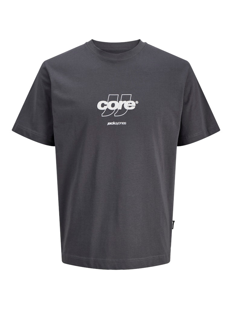 JACK JONES CORE Club Front Print Tee Short Sleeve Crew-Asphalt Asphalt flat front view