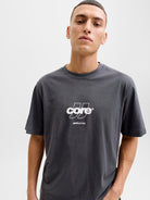 JACK JONES CORE Club Front Print Tee Short Sleeve Crew-Asphalt Asphalt detail view