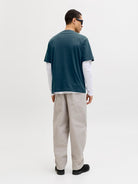 Men's Club Front Print Tee Short Sleeve Crew-Poseidon-Model Back View