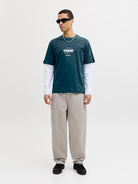 Men's Club Front Print Tee Short Sleeve Crew-Poseidon--Model Full Front View