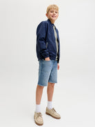 Jack Jones Youths Rick Junior Shorts-Blue Denim Blue Denim front view