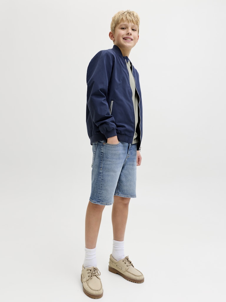 Jack Jones Youths Rick Junior Shorts-Blue Denim Blue Denim front view