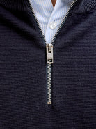 Men's Milano Spring Knit Half Zip-Night Sky-Zip Fasteniing View