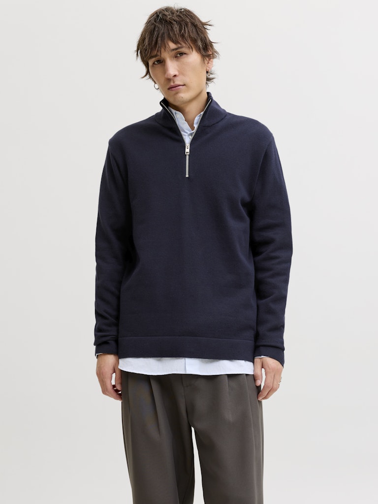 Men's Milano Spring Knit Half Zip-Night Sky-Model Front View