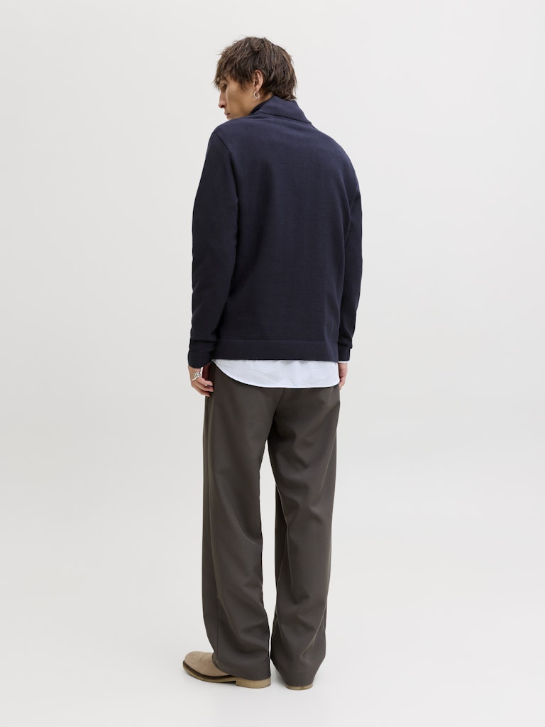 Men's Milano Spring Knit Half Zip-Night Sky-Model Back View