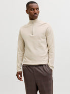 JACK JONES PREMIUM Milano Spring Knit Half Zip-Ancient Scroll Ancient Scroll front view