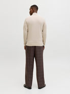 JACK JONES PREMIUM Milano Spring Knit Half Zip-Ancient Scroll Ancient Scroll back view