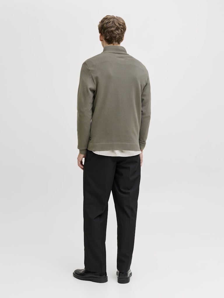 Men's Milano Spring Knit Half Zip-Smokey Olive-Model Back View