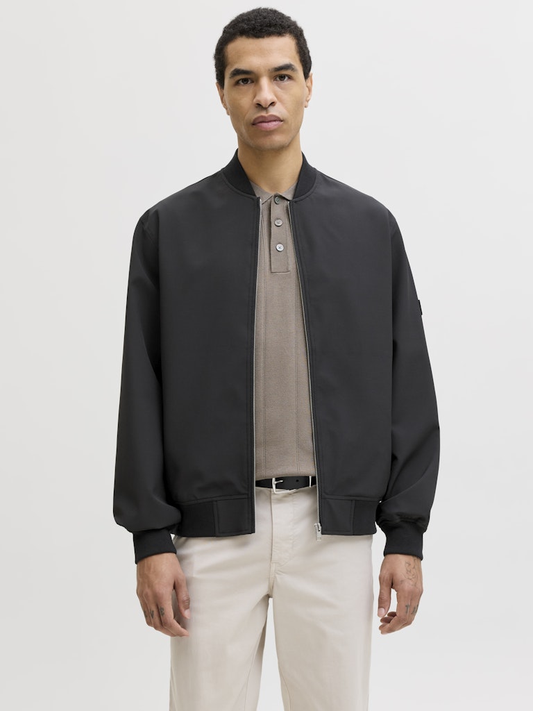 JACK JONES PREMIUM Aspen Bomber Jacket-Black Black front view