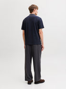 Men's Ethan Detail Short Sleeve Polo-Night Sky-Model Back View