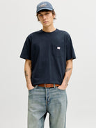 Men's Caleb Short Sleeve Tee-Sky Captain-Model Front View 2