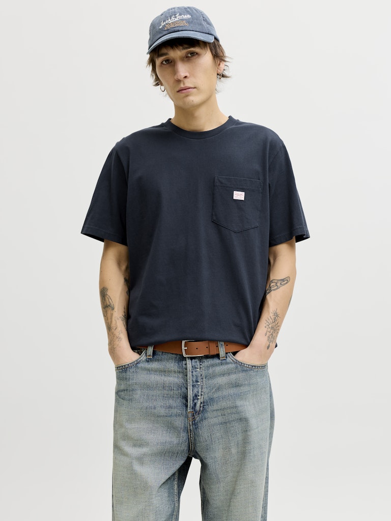 Men's Caleb Short Sleeve Tee-Sky Captain-Model Front View 2