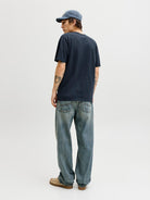 Men's Caleb Short Sleeve Tee-Sky Captain-Model Back View