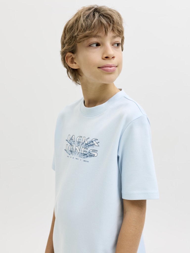 Jack Jones Youths Fusion Junior T-Shirt-Omphalodes Omphalodes model front view