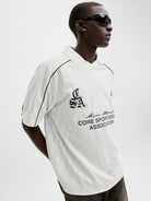 JACK JONES CORE Dust Piping Football Jersey-Bright White Bright White model front view