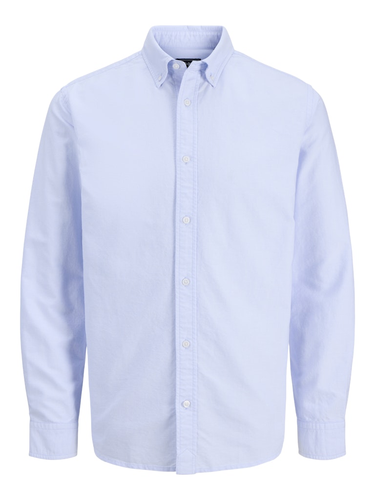 JACK JONES PREMIUM Harvey Oxford Long Sleeve Shirt-Chambray Blue Chambray Blue flat front view